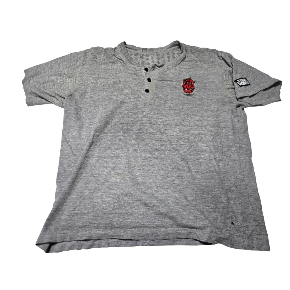 Y2K Star Wars Darth Maul Henley Shirt Mens LargeGray As Is Promo